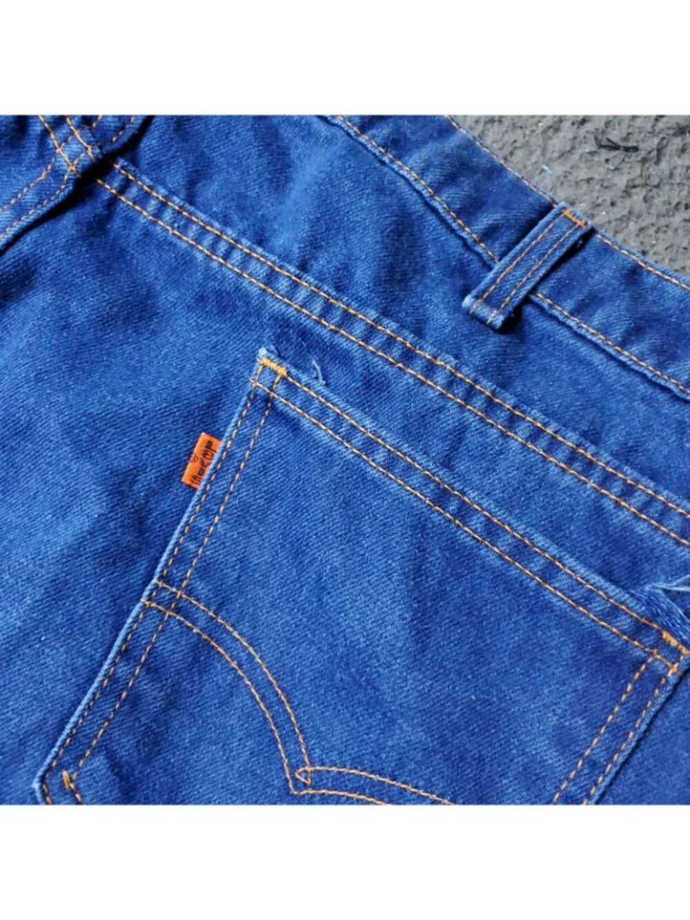 VINTAGE 80s Levis Jeans Mens 40x34 Blue With A Skosh Denim Retro 70s USA Orange
